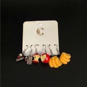 Charming Charlie fruit resin 3 pack set earrings jewelry apple banana